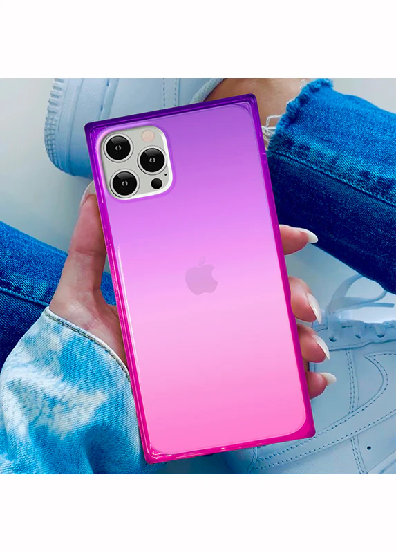 SQUARE® Pink Purple Clear Ombre iPhone Case - Image 28