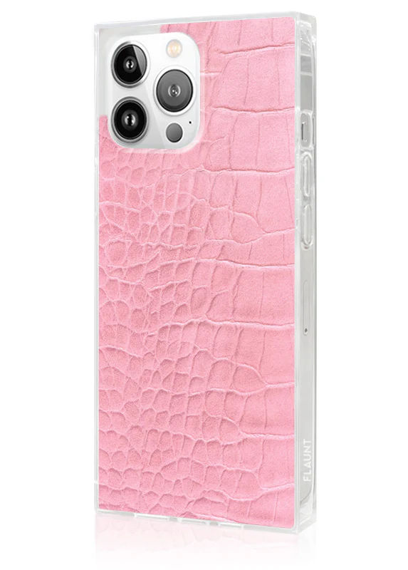 SQUARE® Pink Crocodile Faux Leather iPhone Case - Image 30