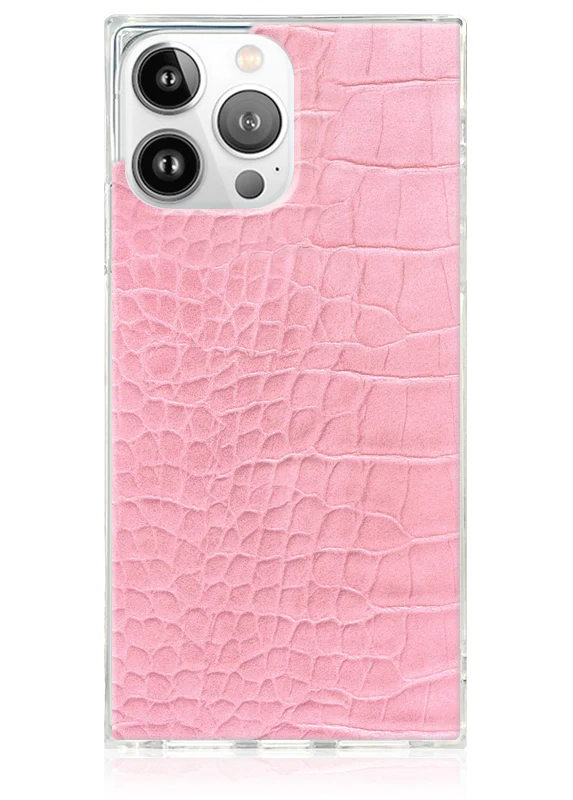 SQUARE® Pink Crocodile Faux Leather iPhone Case - Image 39