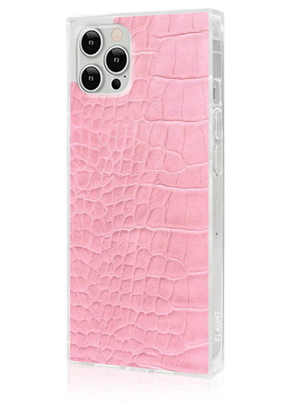 SQUARE® Pink Crocodile Faux Leather iPhone Case - Image 4