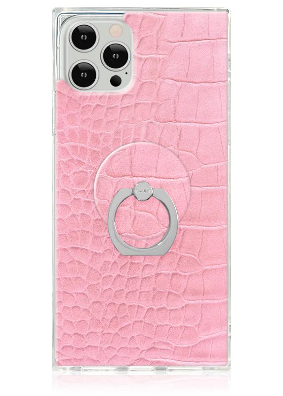 SQUARE® Pink Crocodile Faux Leather iPhone Case - Image 49