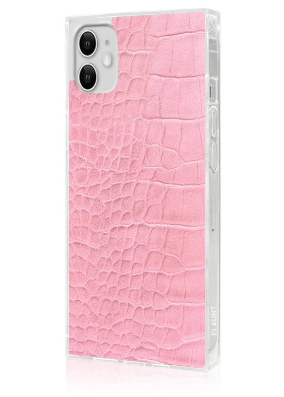 SQUARE® Pink Crocodile Faux Leather iPhone Case - Image 6