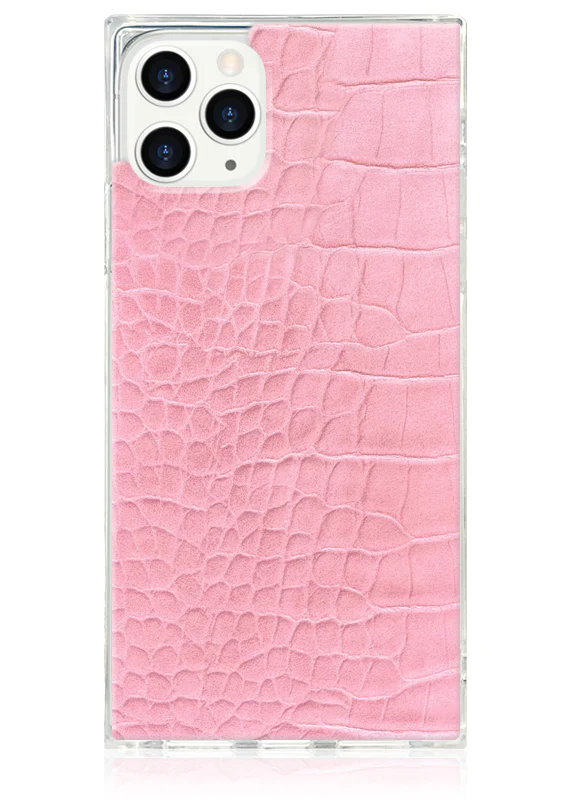 SQUARE® Pink Crocodile Faux Leather iPhone Case - Image 7
