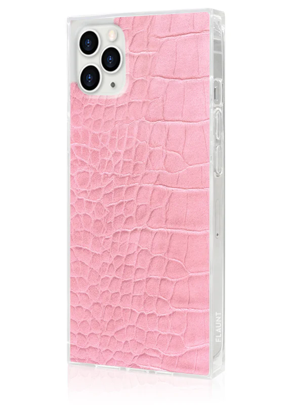 SQUARE® Pink Crocodile Faux Leather iPhone Case - Image 8