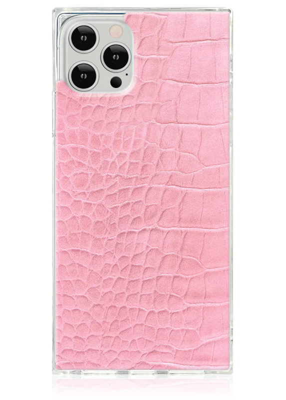SQUARE® Pink Crocodile Faux Leather iPhone Case - Image 9
