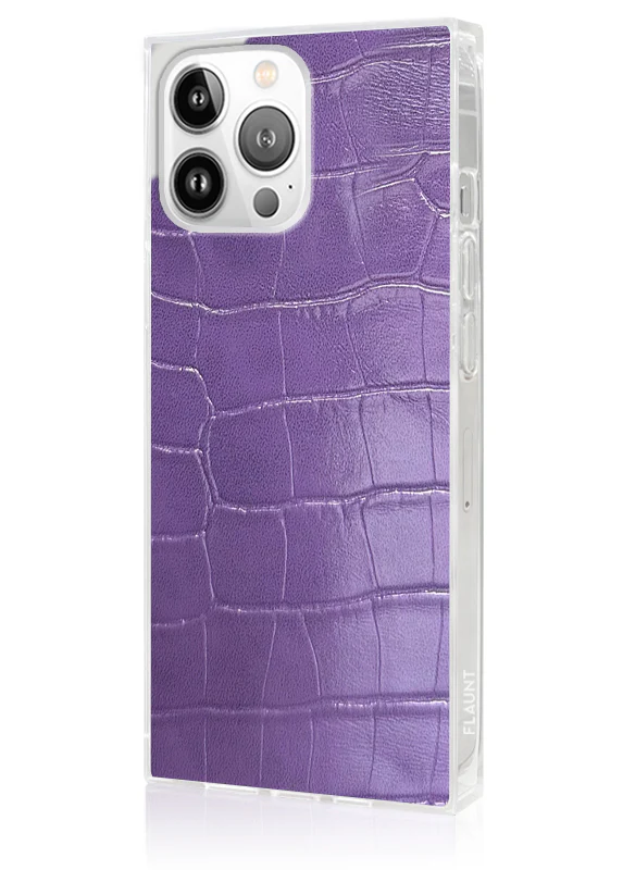 SQUARE® Purple Crocodile Faux Leather iPhone Case - Image 14