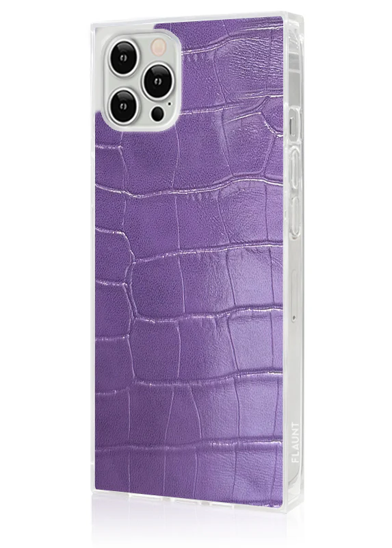 SQUARE® Purple Crocodile Faux Leather iPhone Case - Image 4