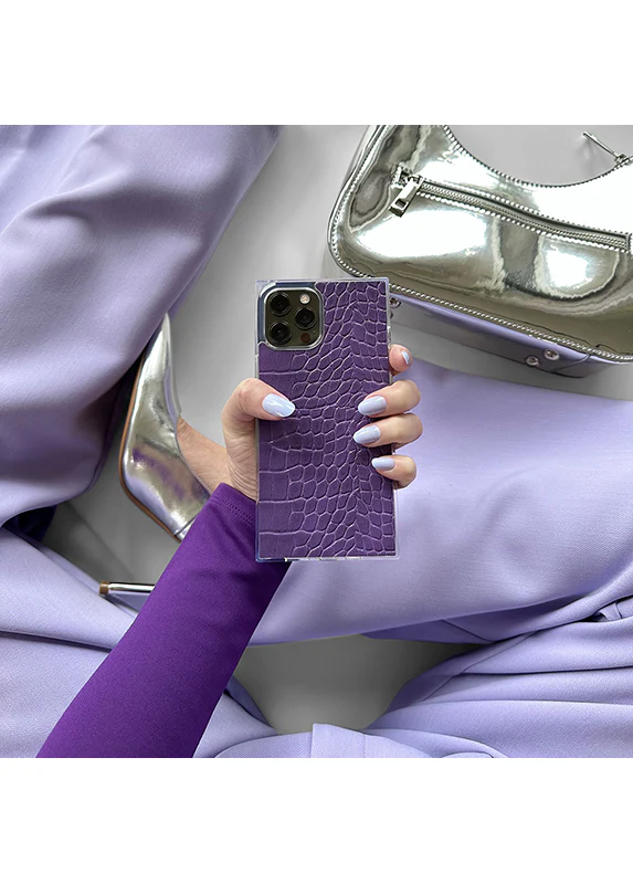 SQUARE® Purple Crocodile Faux Leather iPhone Case - Image 42