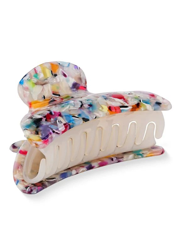 Rainbow Confetti Tortoise Shell Claw Clip