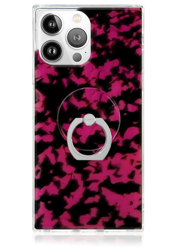 Raspberry Tortoise Shell Adhesive Phone Ring Stand - Image 3