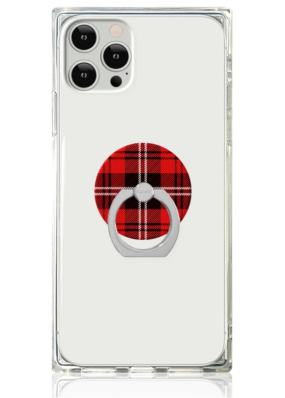 Red Plaid Adhesive Phone Ring Stand - Image 2