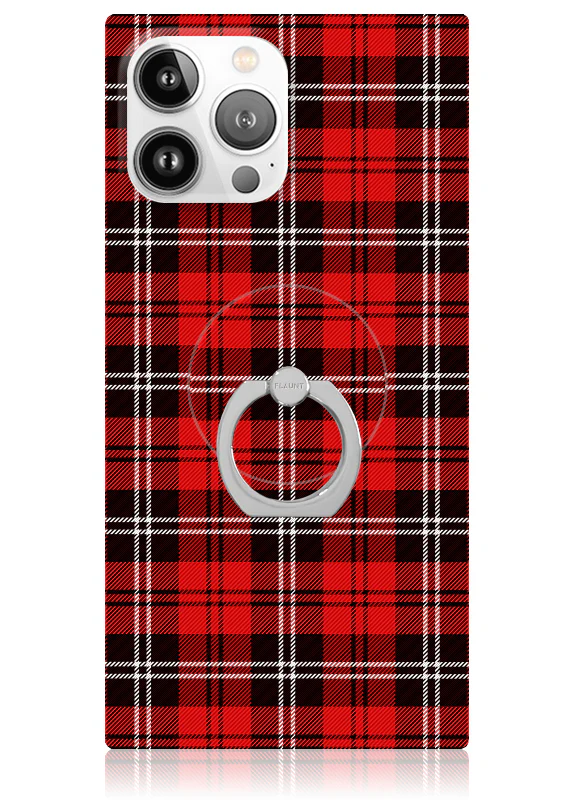 Red Plaid Adhesive Phone Ring Stand - Image 3