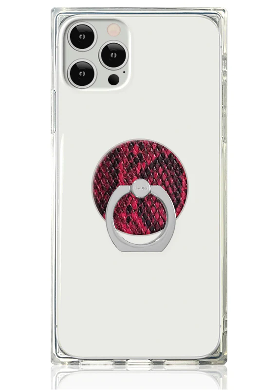 Red Python Faux Leather Adhesive Phone Ring Stand - Image 2