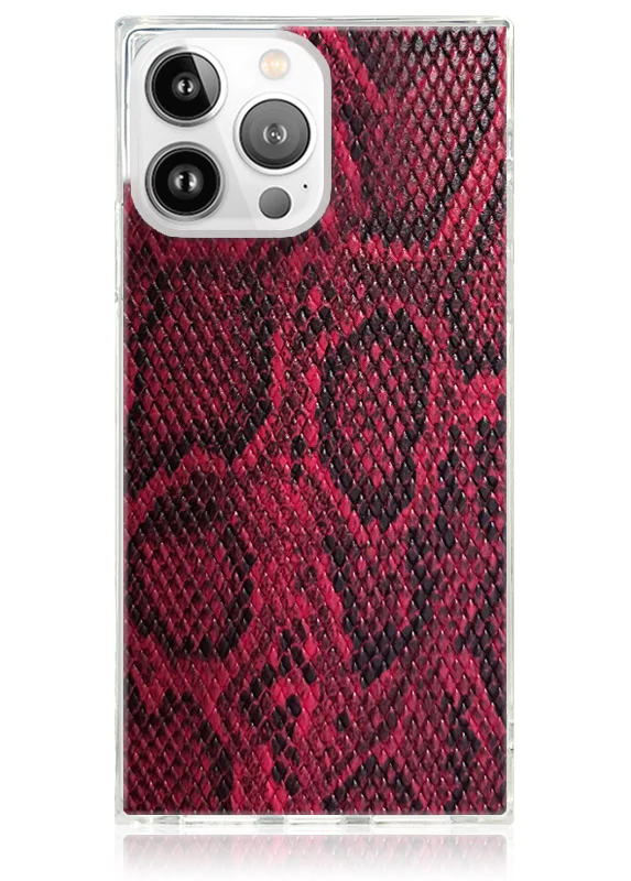 SQUARE® Red Python Faux Leather iPhone Case - Image 11
