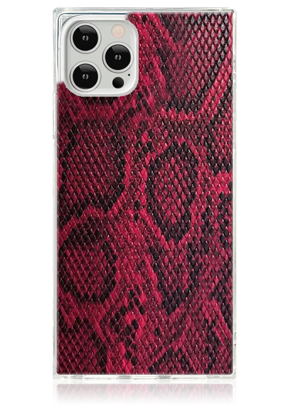SQUARE® Red Python Faux Leather iPhone Case - Image 3