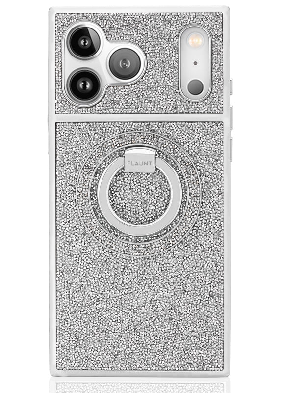Silver Crystal Elegance Premium Metallic MagSafe Phone Ring Stand (Works with MagSafe Cases Only) - Image 4