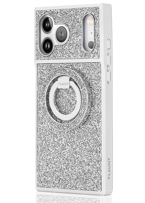 Silver Crystal Elegance Premium Metallic MagSafe Phone Ring Stand (Works with MagSafe Cases Only) - Image 5