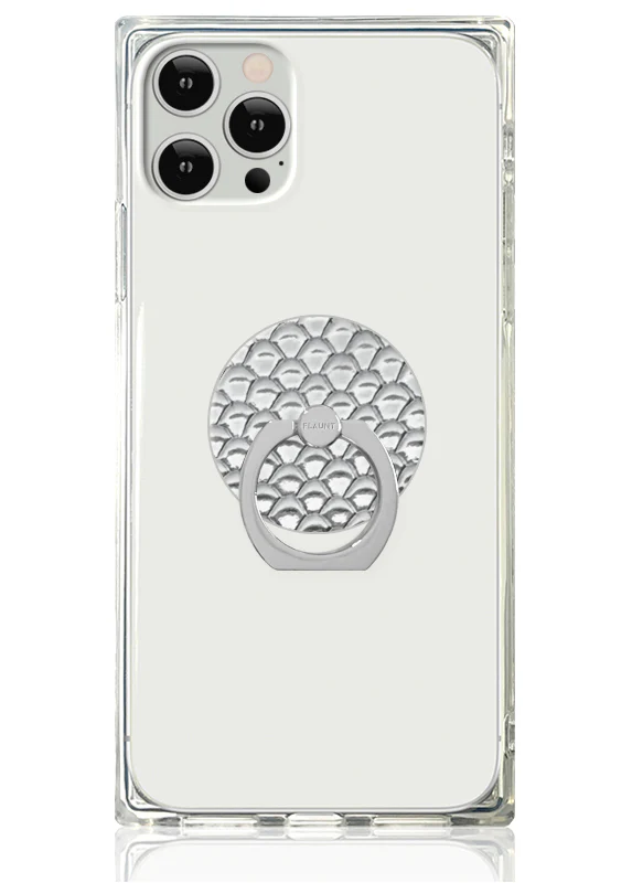 Silver Metallic Snakeskin Faux Leather Adhesive Phone Ring Stand - Image 2