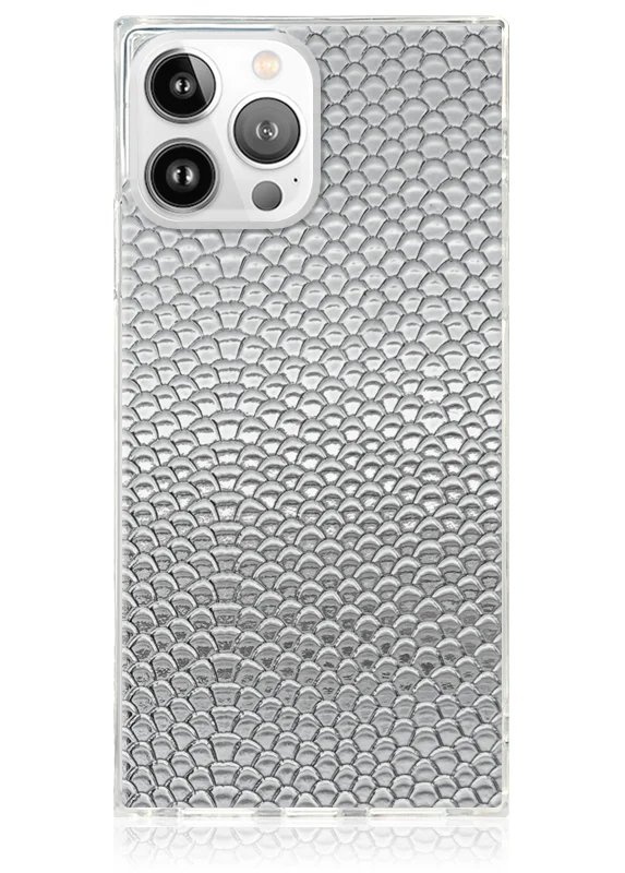 SQUARE® Silver Metallic Snakeskin Faux Leather iPhone Case - Image 21