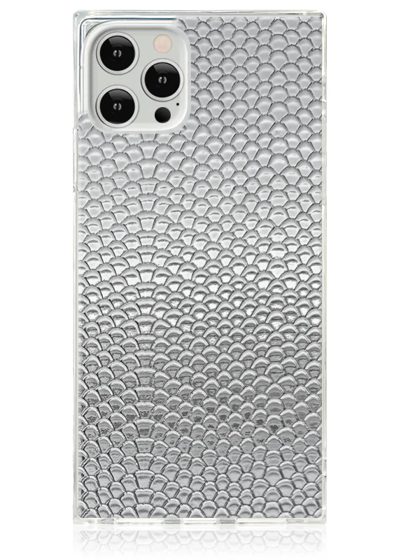 SQUARE® Silver Metallic Snakeskin Faux Leather iPhone Case - Image 25