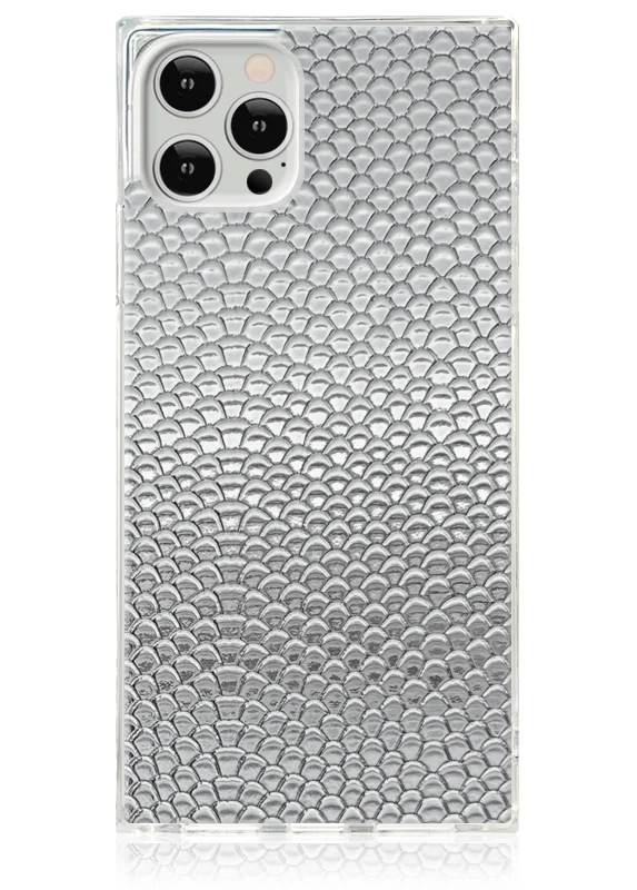SQUARE® Silver Metallic Snakeskin Faux Leather iPhone Case - Image 3