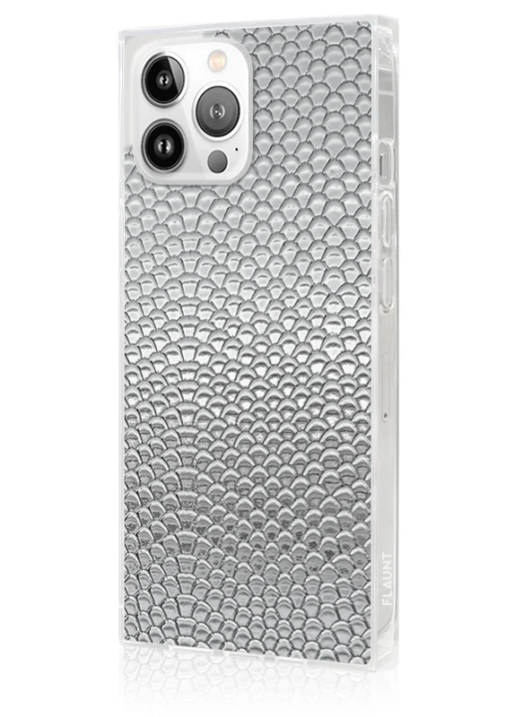 SQUARE® Silver Metallic Snakeskin Faux Leather iPhone Case - Image 36