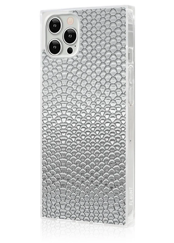 SQUARE® Silver Metallic Snakeskin Faux Leather iPhone Case - Image 4