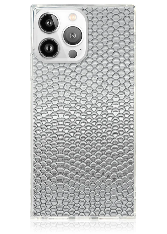SQUARE® Silver Metallic Snakeskin Faux Leather iPhone Case - Image 7