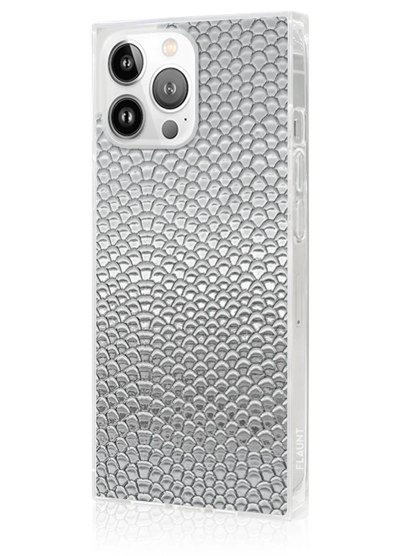 SQUARE® Silver Metallic Snakeskin Faux Leather iPhone Case - Image 8