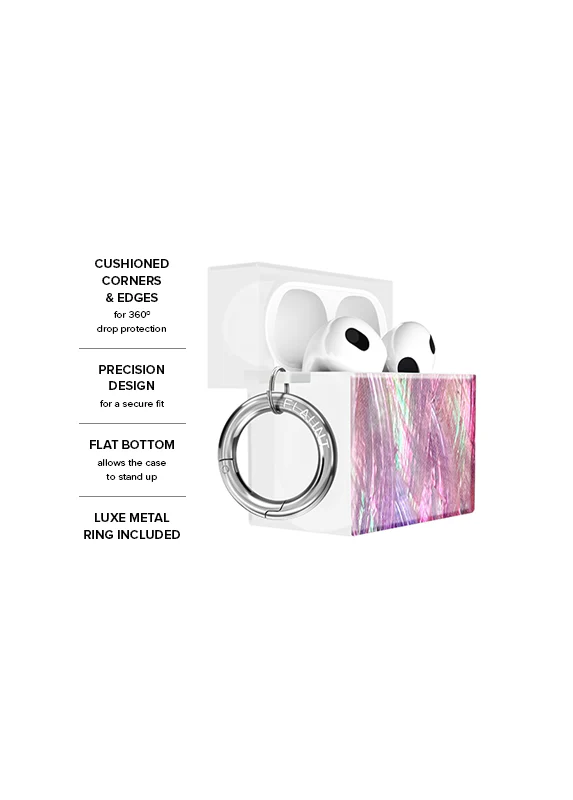 SQUARE® Pink Mother of Pearl AirPods Case - Image 8