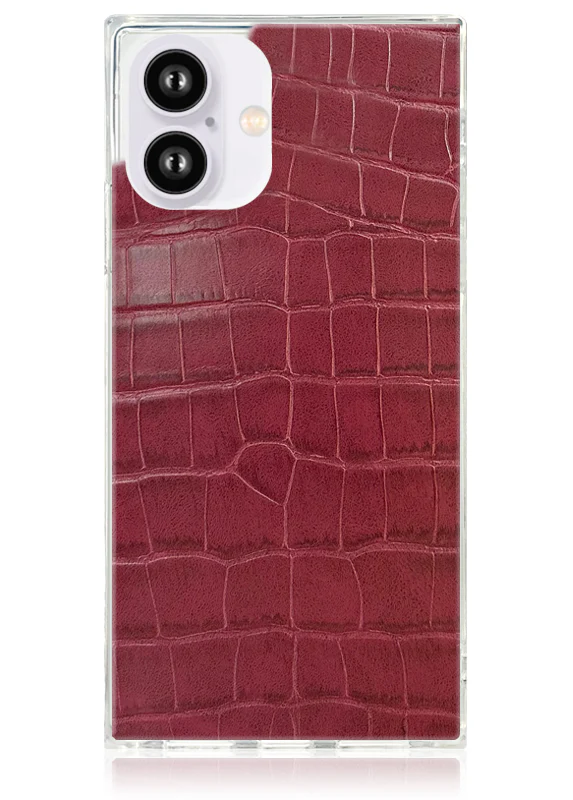 SQUARE® Burgundy Crocodile Faux Leather iPhone Case - Image 33