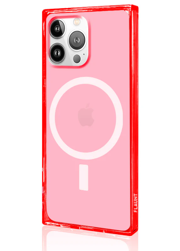 SQUARE® Clear Neon Pink iPhone Case - Image 34