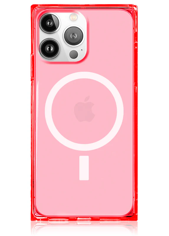 SQUARE® Clear Neon Pink iPhone Case - Image 35