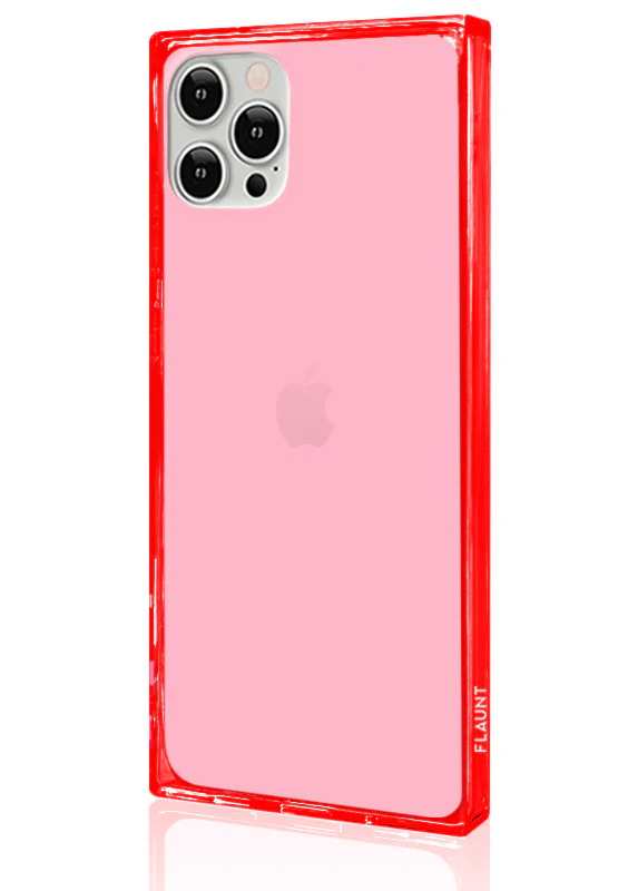 SQUARE® Clear Neon Pink iPhone Case - Image 4
