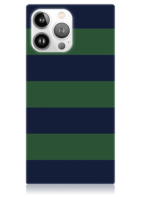 SQUARE® Navy & Green Rugby Stripe iPhone Case - Image 5