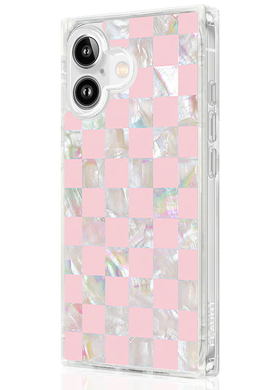 SQUARE® Pink Checkered Mother of Pearl iPhone Case - Image 14