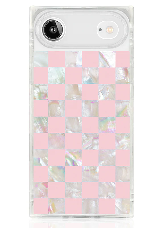 SQUARE® Pink Checkered Mother of Pearl iPhone Case - Image 19