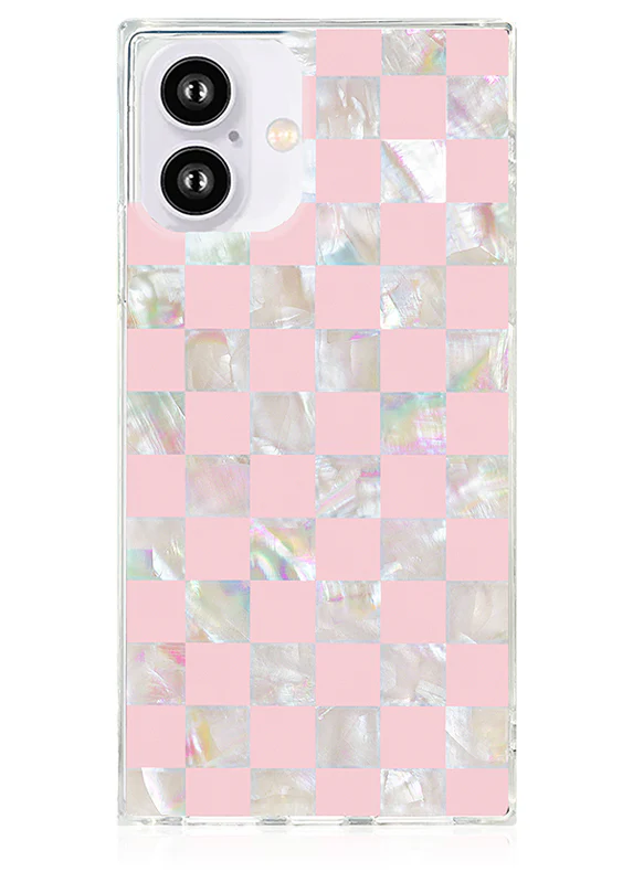 SQUARE® Pink Checkered Mother of Pearl iPhone Case - Image 33