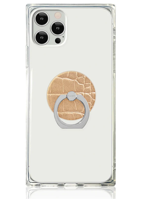 Tan Crocodile Faux Leather Adhesive Phone Ring Stand - Image 2