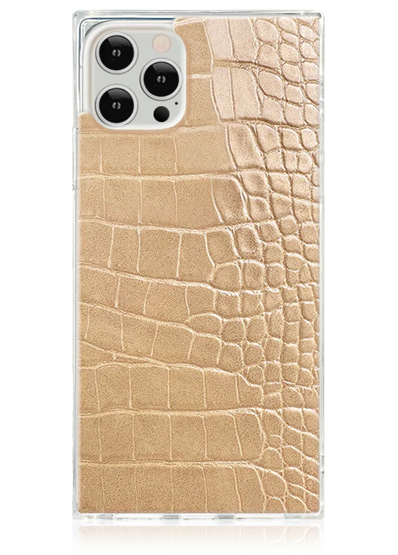 SQUARE® Tan Crocodile Faux Leather iPhone Case - Image 11