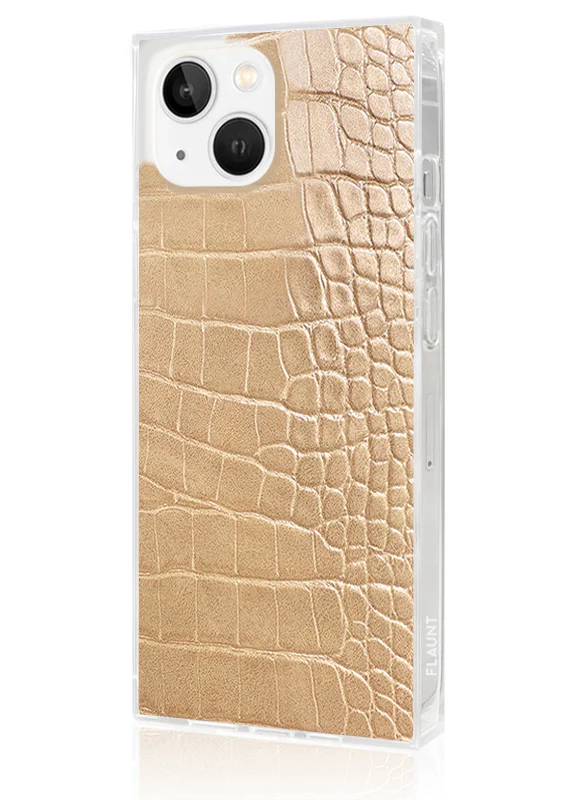 SQUARE® Tan Crocodile Faux Leather iPhone Case - Image 34