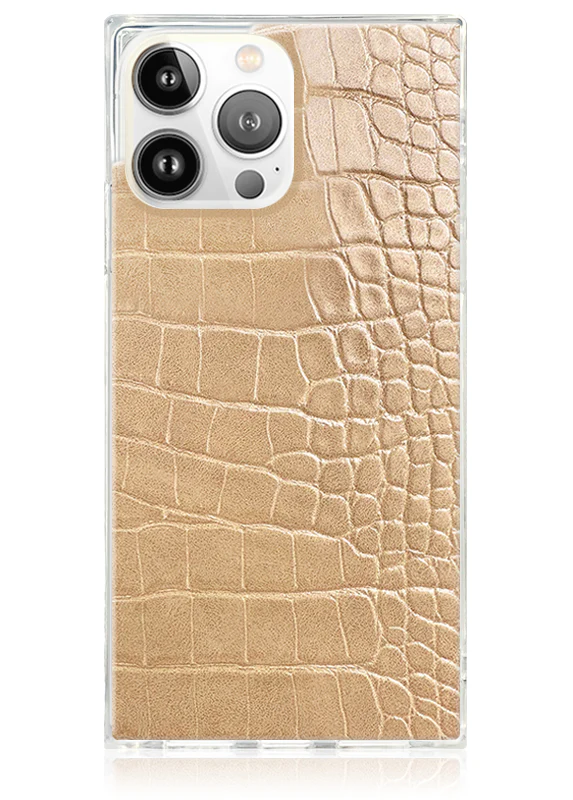 SQUARE® Tan Crocodile Faux Leather iPhone Case - Image 49