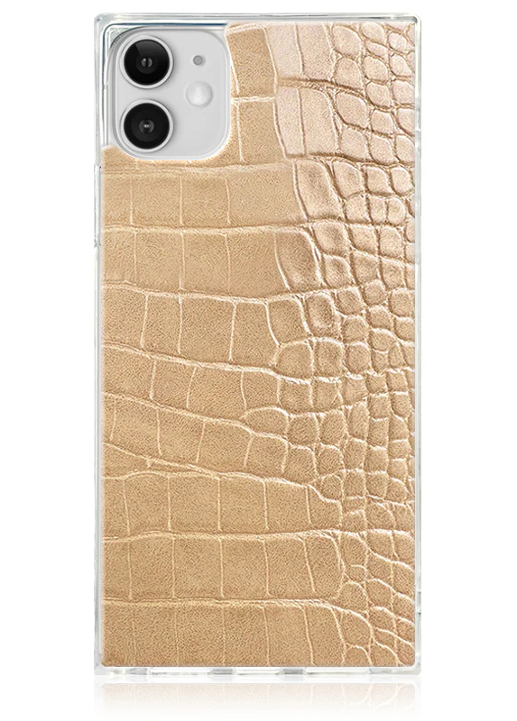 SQUARE® Tan Crocodile Faux Leather iPhone Case - Image 5