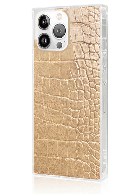SQUARE® Tan Crocodile Faux Leather iPhone Case - Image 60
