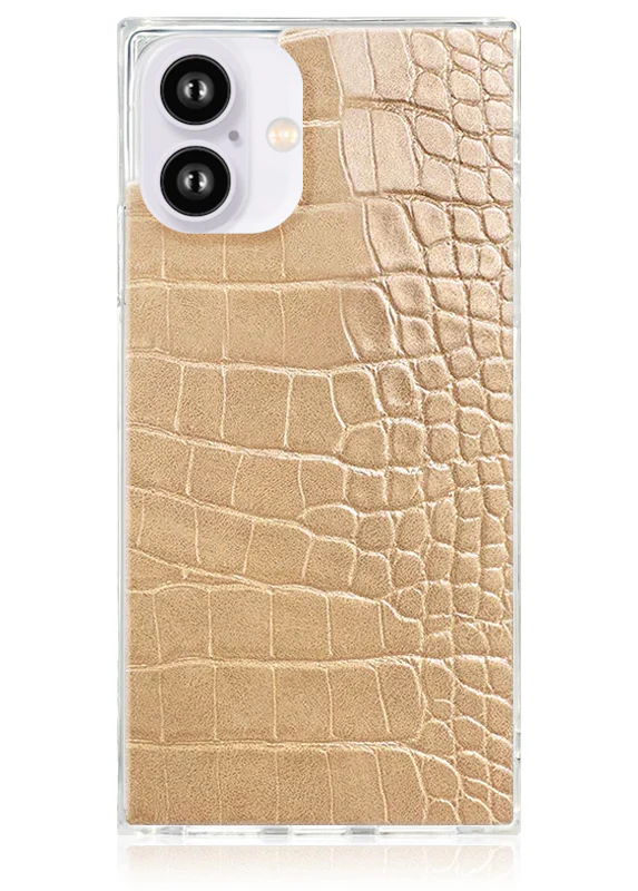SQUARE® Tan Crocodile Faux Leather iPhone Case - Image 62