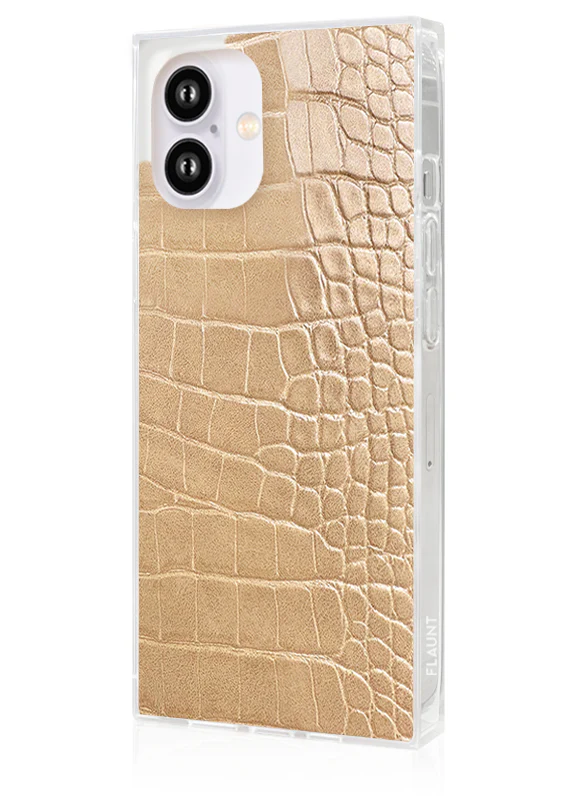 SQUARE® Tan Crocodile Faux Leather iPhone Case - Image 63