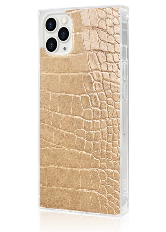 SQUARE® Tan Crocodile Faux Leather iPhone Case - Image 8