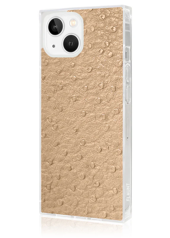 SQUARE® Tan Ostrich Faux Leather iPhone Case - Image 12
