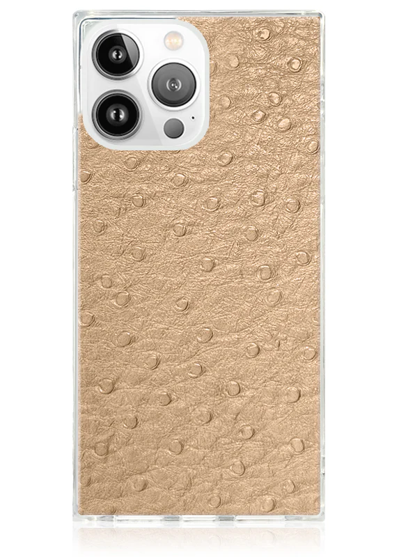 SQUARE® Tan Ostrich Faux Leather iPhone Case - Image 13