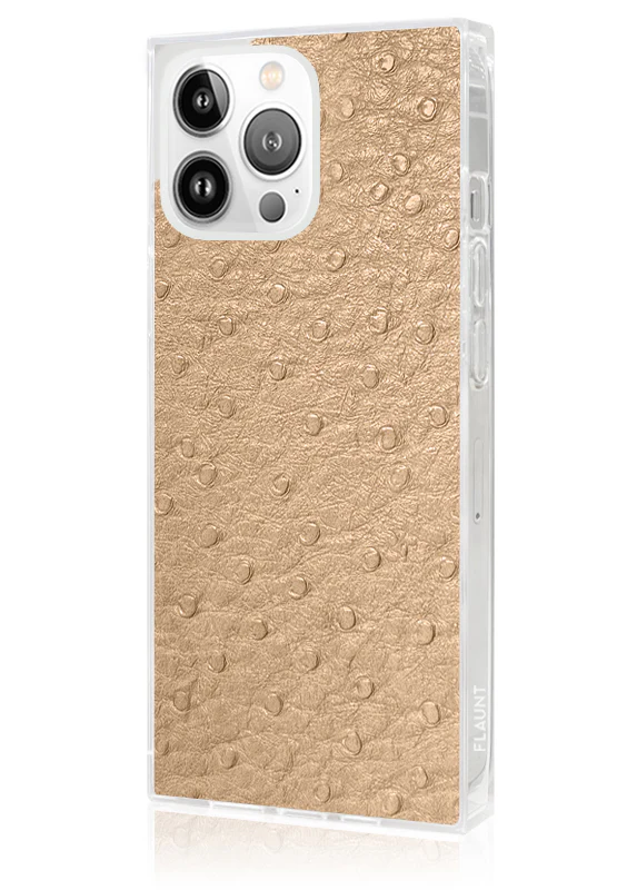 SQUARE® Tan Ostrich Faux Leather iPhone Case - Image 30